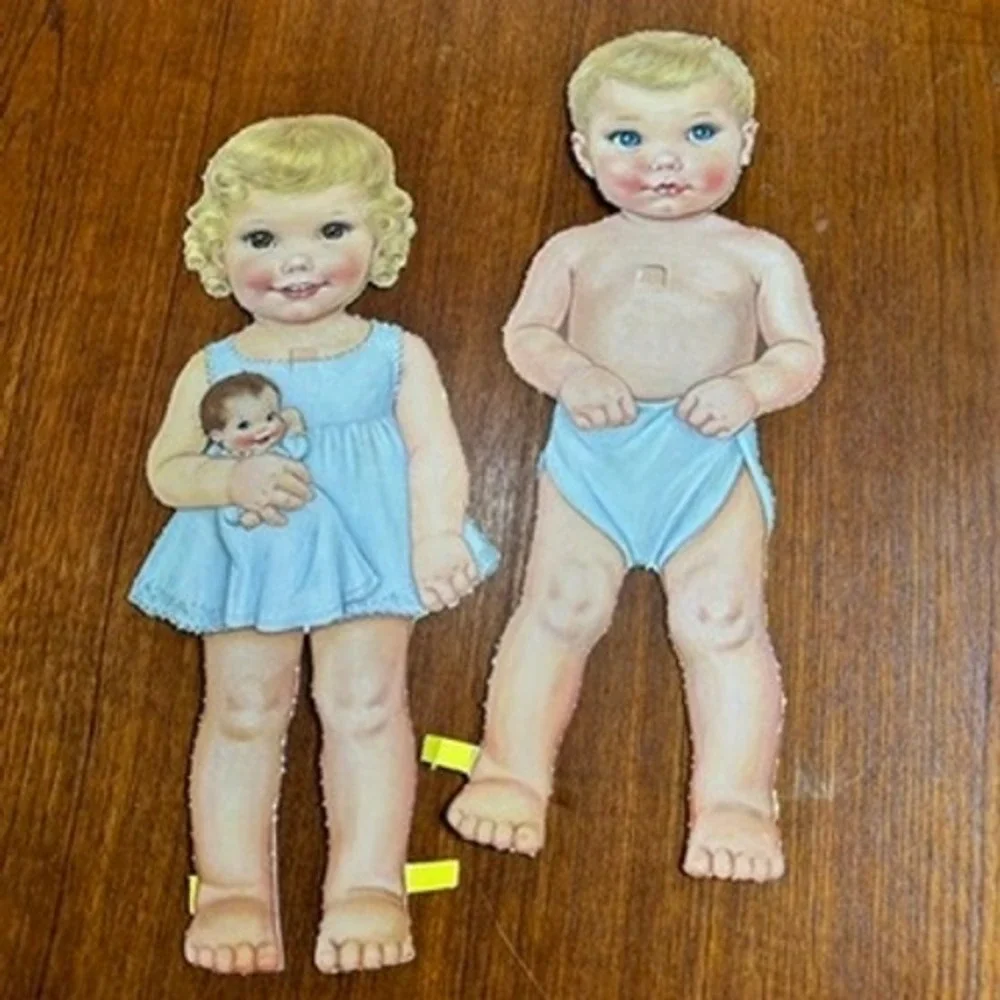Vintage 50s Paper Doll Set Boy and Girl Mid-Century Retro Outfits Nostalgia MCM